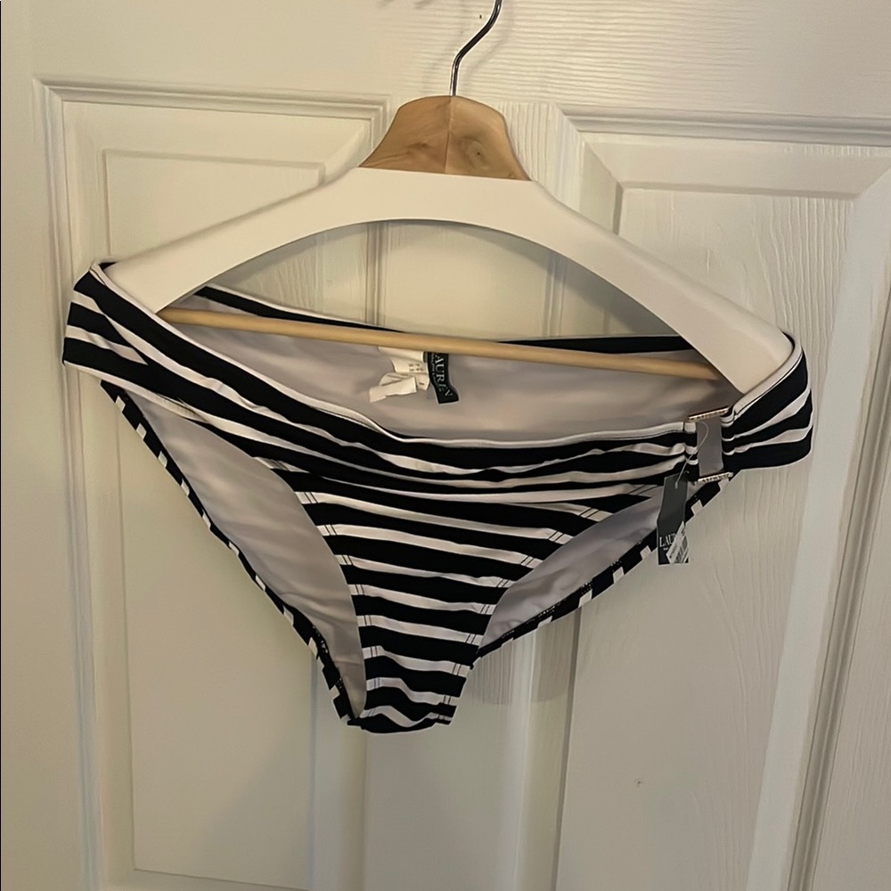 Black and White Striped Bikini Bottom